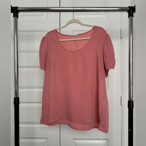 Maurices Rose Ruched Sleeve Blouse Pink - Size Large